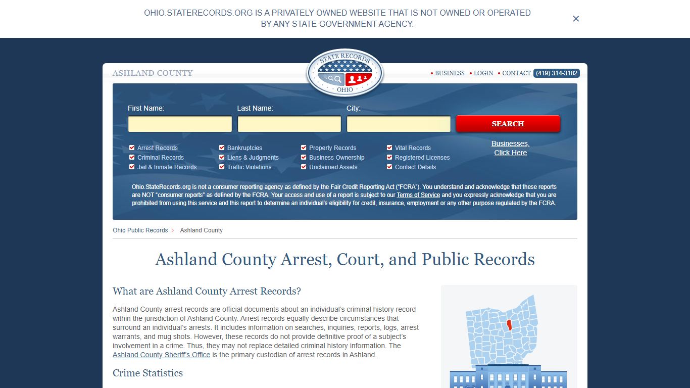 Ashland County Arrest, Court, and Public Records